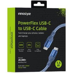 Innostyle INNOSTYLE POWERFLEX USB-C KABEL ZA HITRO POLNJENJE ZA IPHONE SAMSUNG 3A 60W KEVLAR 2M MODRA