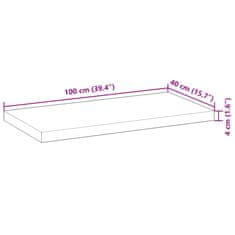 Vidaxl Kopalniški pult neobdelan 100x40x4 cm trden akacijev les