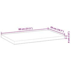 Vidaxl Kopalniški pult neobdelan 80x50x4 cm trden akacijev les