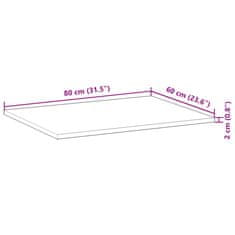 Vidaxl Kopalniški pult neobdelan 80x60x2 cm trden akacijev les