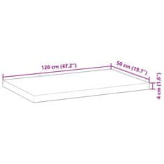 Vidaxl Kopalniški pult neobdelan 120x50x4 cm trden akacijev les