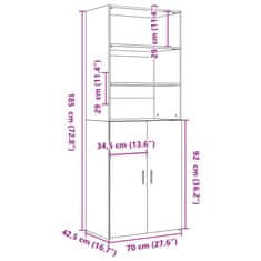 Vidaxl Visoka omara sonoma hrast 70x42,5x185 cm inženirski les