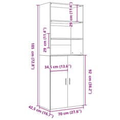 Vidaxl Visoka omara črna 70x42,5x185 cm inženirski les