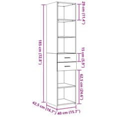 Vidaxl Visoka omara dimljeni hrast 40x42,5x185 cm inženirski les