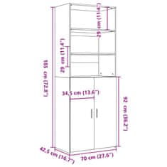 Vidaxl Visoka omara siva sonoma 70x42,5x185 cm inženirski les