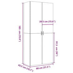 Vidaxl Visoka omara siva sonoma 80x42,5x185 cm inženirski les