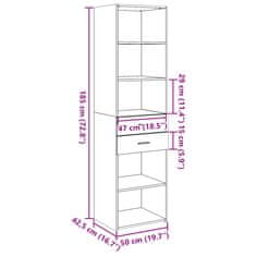 Vidaxl Visoka omara siva sonoma 50x42,5x185 cm inženirski les