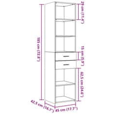 Vidaxl Visoka omara siva sonoma 45x42,5x185 cm inženirski les