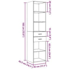 Vidaxl Visoka omara sonoma hrast 45x42,5x185 cm inženirski les