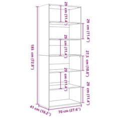 Vidaxl Visoka omara betonsko siva 70x41x185 cm inženirski les