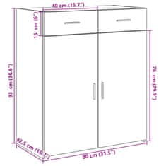 Vidaxl Komoda dimljeni hrast 80x42,5x93 cm inženirski les