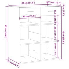 Vidaxl Komoda betonsko siva 80x42,5x93 cm konstruiran les