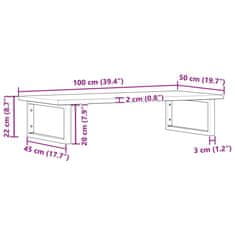 Vidaxl Stenska polica za umivalnik jeklo in trdna hrastovina