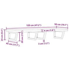 Vidaxl Stenska polica za umivalnik jeklo in trden akacijev les