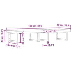 Vidaxl Stenska polica za umivalnik jeklo in trden akacijev les