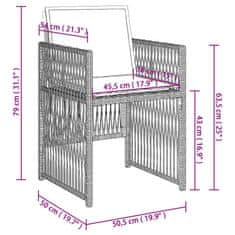 Vidaxl Vrtni stoli z blazinami 4 kosi svetlo siv poli ratan