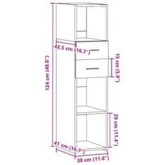 Vidaxl Visoka omara bela 30x42,5x124 cm inženirski les