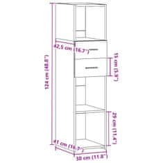 Vidaxl Visoka omara sonoma hrast 30x42,5x124 cm inženirski les