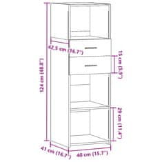 Vidaxl Visoka omara sonoma hrast 40x42,5x124 cm inženirski les