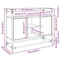 Vidaxl Komoda s stekleno ploščo siva sonoma 98x35x81 cm inženirski les