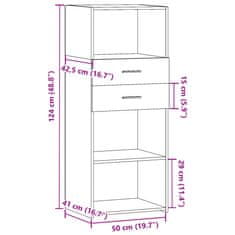 Vidaxl Visoka omara sonoma hrast 50x42,5x124 cm inženirski les