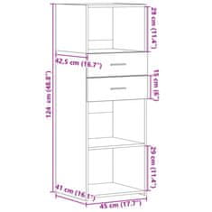 Vidaxl Visoka omara sonoma hrast 45x42,5x124 cm inženirski les