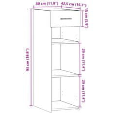 Vidaxl Komoda bela 30x42,5x93 cm inženirski les