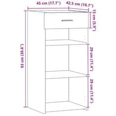 Vidaxl Komoda bela 45x42,5x93 cm inženirski les