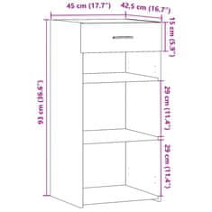 Vidaxl Komoda črna 45x42,5x93 cm inženirski les