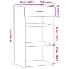 Vidaxl Komoda črna 50x42,5x93 cm inženirski les