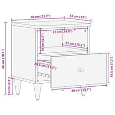 Vidaxl Nočna omarica 2 kosa 40x33x46 cm trdna borovina