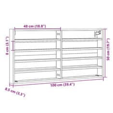 Vidaxl Vitrina siva sonoma 100x8,5x50 cm inženirski les