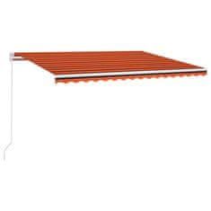 Vidaxl Ročno zložljiva tenda z LED lučmi 450x350 cm oranžna in rjava