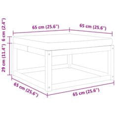 Vidaxl Vrtni stolček za noge z blazino 65x65x29 cm trden akacijev les