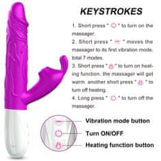 Ero Vibrator-Silikon, USB vibrator, 7 načinov vibriranja, ogrevanje