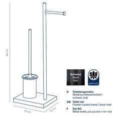 Kela Toaletni set Devin kovinski črni 23,0x18,0x68,0cm KL-23961