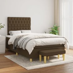 Vidaxl Box spring postelja z vzmetnico temno rjav 120x200 cm blago