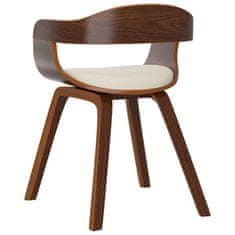 Vidaxl Jedilni stol krem ukrivljen les in umetno usnje