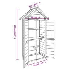 Vidaxl Vrtna lopa za orodje rjava 89x52,5x175 cm trdna borovina