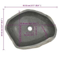 Vidaxl Umivalnik iz rečnega kamna ovalen (45-53)x(34-41) cm