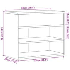 Vidaxl Klop za čevlje sonoma hrast 60x30x45 cm iverna plošča