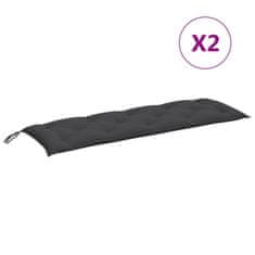 Vidaxl Blazina za vrtno klop 2 kos melanž antracit 150x50x7 cm blago