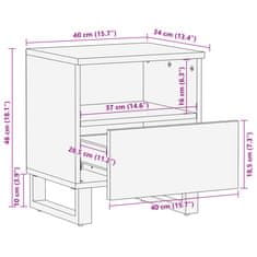 Vidaxl Nočna omarica 2 kosa 40x34x46 cm trden beljen mangov les