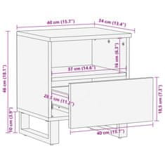 Vidaxl Nočna omarica 2 kosa 40x34x46 cm trdna borovina