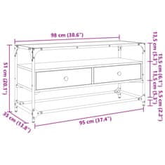 Vidaxl TV omarica s stekleno ploščo rjavi hrast 98x35x51 cm inž. les