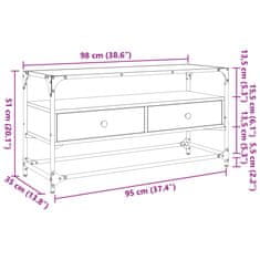 Vidaxl TV omarica s stekleno ploščo siva sonoma 98x35x51 cm inž. les