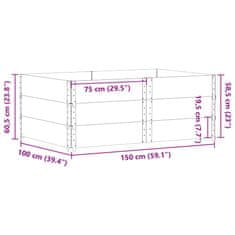 Vidaxl Paletni okvirji 3 kosi sivi 150x100 cm trdna borovina