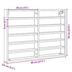 Vidaxl Vitrina rjav hrast 80x8,5x58 cm inženirski les