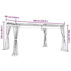 Vidaxl Paviljon z mrežastimi stenami taupe 4x3 m jeklo