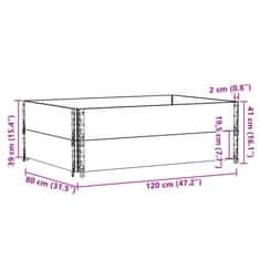 Vidaxl Vrtno korito 120x80 cm trdna borovina